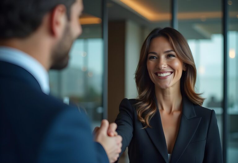 franquicia inmobiliaria con nueva agente franquiciada feliz