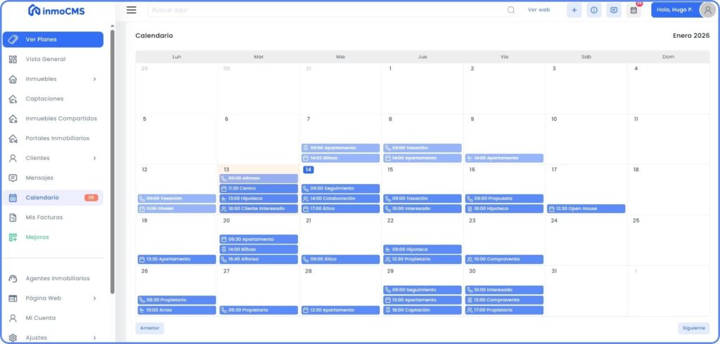 Calendario captación de clientes